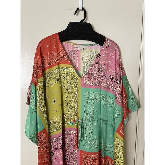 W By Worth Womens Blouse Dress Multicolor Rainbow Floral Size M - Picture 2 of 10
